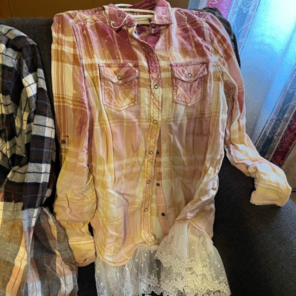 Bleached Flannels with lace at bottom